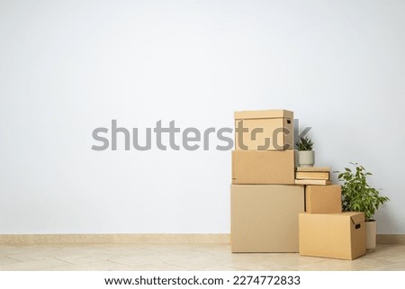 Concept of move in modern flat with boxes