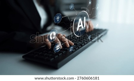 A concept of a multifunctional AI platform. This central intelligence hub powers various business operations, including automation, security, data analysis, and innovation. Parse