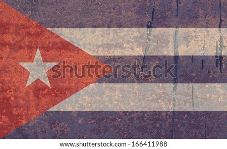 The concept of national flag on rusty background: Cuba