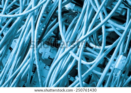 Concept of  network infrastructure with cables connected to data center
