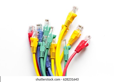 concept network internet cable on white background top view