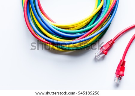 concept network internet cable on white background top view