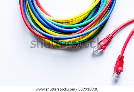 concept network internet cable on white background top view