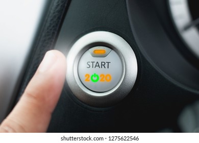 Concept Of The New Year 2020 Press The Start Button,car,2020