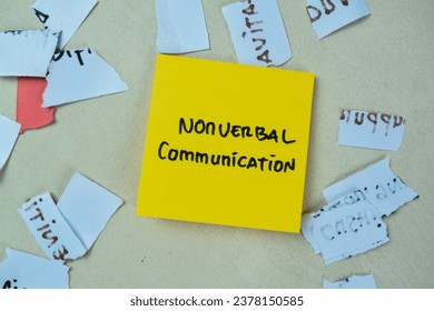 Concept of Nonverbal Communication write on sticky notes isolated on Wooden Table.