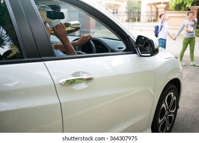 Concept on drinking and driver cause an accident  with child up front on the road - Shutterstock ID 364307975