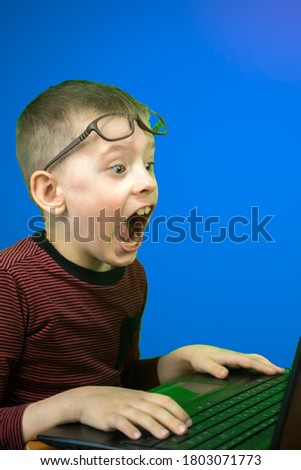 Similar – surprised boy with a blackboard