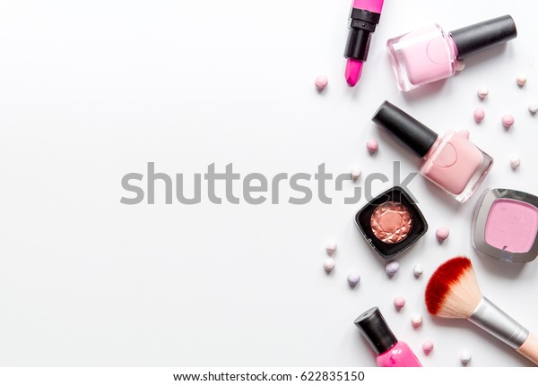 Concept Online Shopping Cosmetics White Background Stock