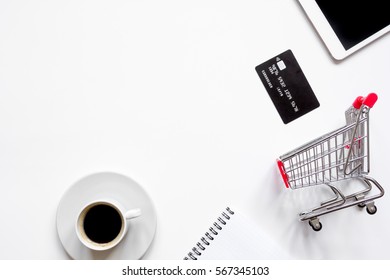 Concept Online Shopping With Smartphone On White Background Mock Up