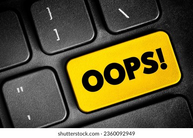 Concept Oops! representing an unexpected mistake or error. Perfect for use in design, marketing, websites, and social media posts about setbacks, learning from mistakes,  text button on keyboard