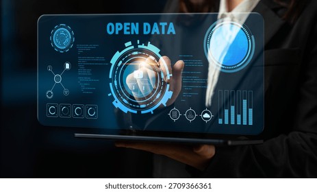 The concept of open data for public information and government transparency. A dashboard for accessing and sharing free open data for collaboration. Motif