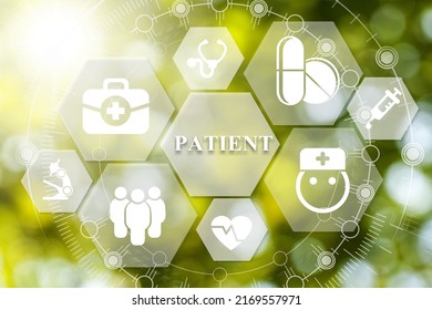 Concept Of Patient Care, Safety, Experience And Satisfaction. Medical Client Centred. Medicine Customer Focus. Healthcare Client-oriented Background.