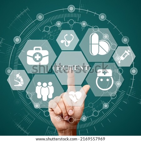 Concept of patient care, safety, experience and satisfaction. Medical client centred. Medicine customer focus. Healthcare client-oriented background. Foto d'archivio © 