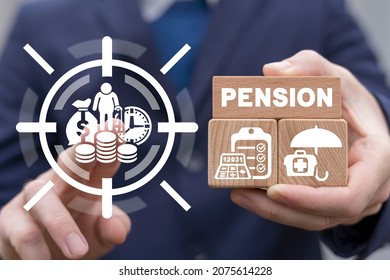 Concept Of Pension. Retirement Planning. Pensioner Plan For Money Savings.