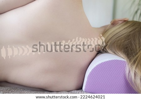 Concept photo. Orthopedic pillow. Vertebral alignment. Improving the quality of sleep due to the use of the right rest products. Correct spine position