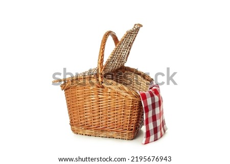 Concept of picnic accessories, isolated on white background