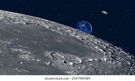 Concept of planets approaching Earth - Saturn and Mercury will reach their closest position to Earth on March 3-4 2023  "Elements of this Image Furnished by NASA"
