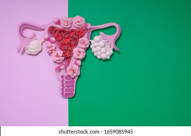 Concept polycystic ovary syndrome, PCOS. Copy space, women reproductive system