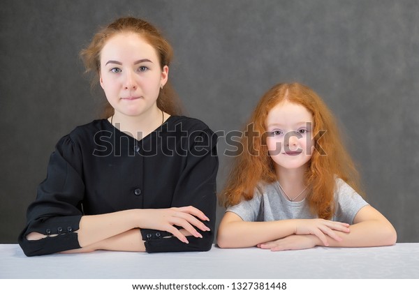 Concept Portrait Two Cute Pretty Girls Stock Photo Edit Now