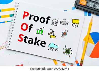Concept pos and Proof of Stake with abstract icons - Shutterstock ID 1979032745