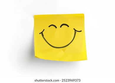 concept for a positive attitude with yellow smile face sticker on white background - Powered by Shutterstock