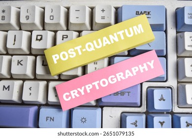 Concept of Post-quantum cryptography write on sticky notes isolated on keyboard. - Powered by Shutterstock - Get 15% off with code: PIKWIZARD15