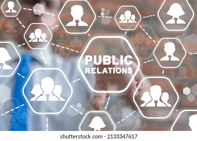 Concept Of PR Public Relations. Marketing Campaign. Announcements Through Mass Media To Advertise Your Business. Management And Marketing Strategy.