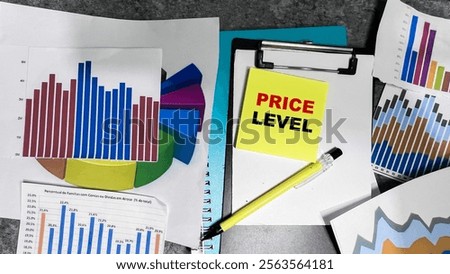 Concept of Price Level write on sticky notes isolated on Wooden Table.