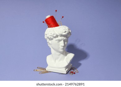 Concept of problems with memory, amnesia disease on violet background