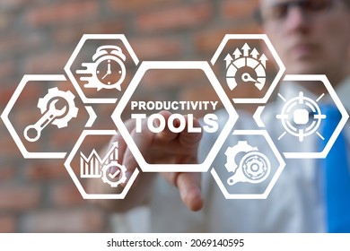 Concept of productivity tools. Business productive work.