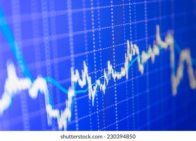 Concept profit gain. Ticker board blue. Real time stock exchange. Finance trade data analysis. Stock market chart on green background. Stock profit graph for diagram. Stock data live on-line.  - Powered by Shutterstock