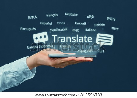 The concept of a program for translating in a smartphone from different languages.