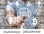 Concept of proof of stake. POS cryptocurrency blockchain technology.