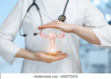 The concept of protecting and supporting the health of the female uterus. - Shutterstock ID 1452773576