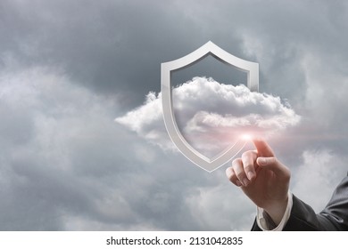 Concept of protection cloud computing or sky from attack.