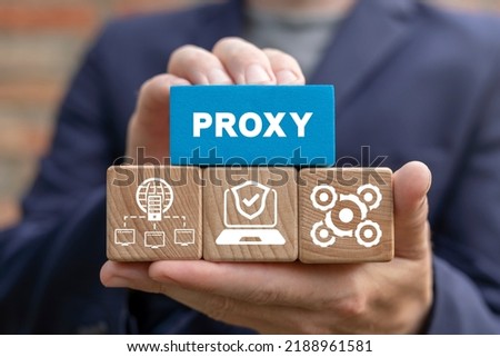 Concept of proxy server technology. Cyber security, VPN and data protection.
