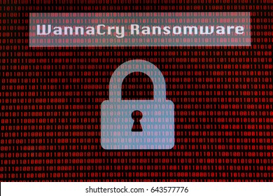 Concept Ransomware attack Windows operating system, Locked binary file Not available.