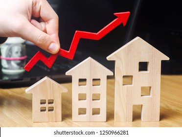 The Concept Of Real Estate Market Growth. The Increase In Housing Prices. Rising Prices For Utilities. Increased Interest In Mortgage And Rising Interest Rates On Mortgages. Selective Focus