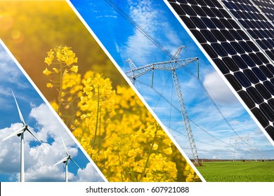 Concept Of Renewable Energy And Sustainable Resources - Photo Collage