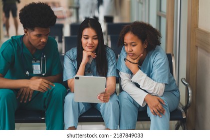 The concept of research, education, Nursing students in hospitals, Medical personnel, Assistants. - Shutterstock ID 2187849033