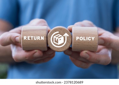 Concept of return policy and send package back to get money refund. Shopping purchase compensation after customer guarantee terms. Bad delivery and return policy service.