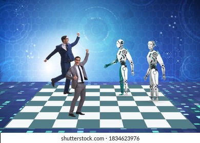 Concept of rivalry between robots and humans