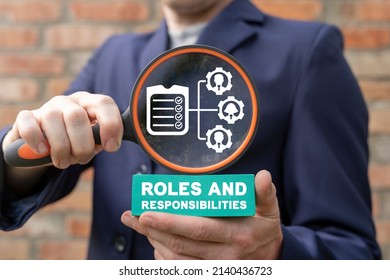 Concept Of Roles And Responsibilities. Business Motivation Strategy Professional Successful Team Work Organization. Employees Role And Responsibility.