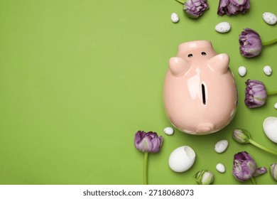 Concept of saving money for easter holidays, space for text