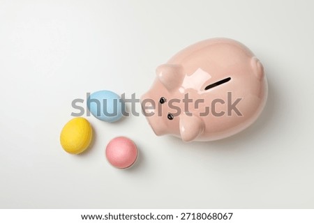 Concept of saving money for easter holidays, top view