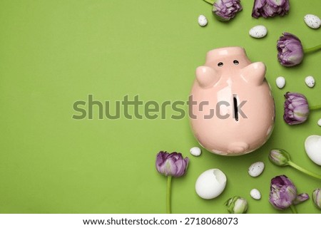 Concept of saving money for easter holidays, space for text