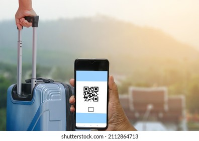                                Concept of scanning a mobile QR CODE on a mobile phone.