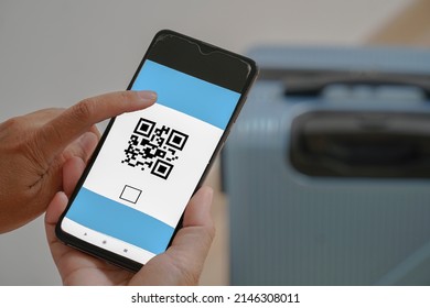 Concept of scanning a mobile QR CODE on a mobile phone.