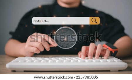  The concept is Search engine Browsing Internet Data Information with a blank search bar. Search Engine SEO Networking.