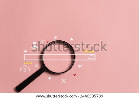 Concept of search engine optimization, SEO, high speed internet search engine information search, Search engine marketing SEM